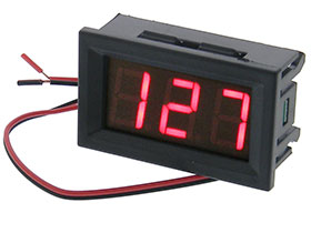 Mini Panel Meter, Snap-in - 3 Digit Red, 70-300VAC