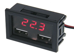 3 digit LED DC Voltmeter With Dual USB 5V Charging Ports