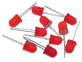 Pack of 10 - 10mm Red LED - Diffused