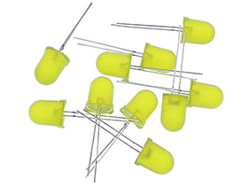 Pack of 10 - 10mm Yellow LEDs - Diffused