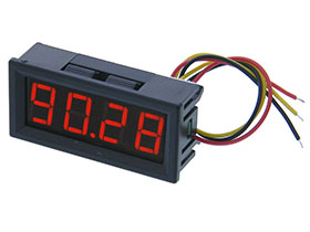 0-100VDC 4 Digit Red LED Panel Meter 3 Lead Snap-in