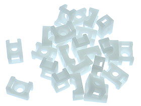 Pack of 25 - Cable Tie Mounts - Ties up to 5mm Wide - White