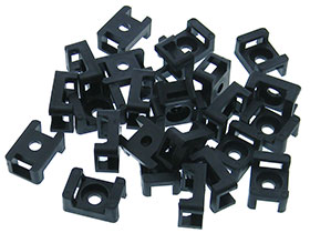Pack of 25 - Cable Tie Mounts - Ties up to 9mm Wide - Black