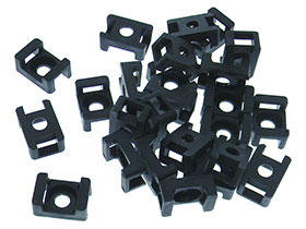 Pack of 25 - Tie Mounts - Ties up to 9.2mm Wide - Black