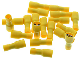 Pack of 20 - .250 Blade Terminal, Female Fully Insulated, Yellow