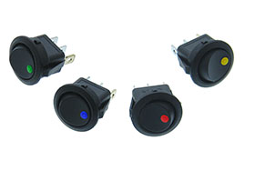 Pack of 4 Colors - SPST Rocker Switch, 12VDC Lighted