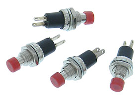 Pack of 4 - Mini Push Button Switch SPST-NO - Momentary - Red