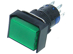 12V Green Lighted Alternate Action DPDT Pushbutton Switch