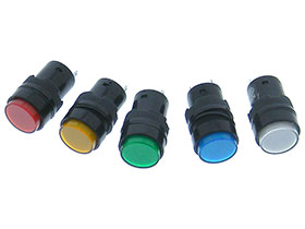 Pack of 5 - 12VDC LED Panel Indicators, 5 Colors