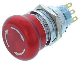 SPDT Latching Emergency STOP Switch,  Mushroom Top