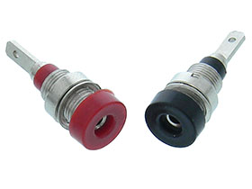 Pair, A Red & A Black Mini 2mm Banana Panel Jacks