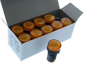 Pack of 10, 12VAC/DC Panel Indicator, Yellow LED