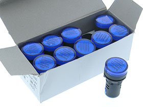 Pack of 10, 12VAC/DC Panel Indicator Blue LED