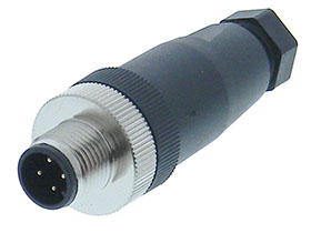 Aviation Style IP67 Connector, M12, 4 Pin Male