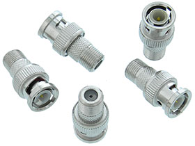 Pack of 5 - BNC Type Connector, Male to F Female Adapter