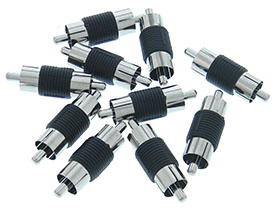 Pack of 10 - RCA Plug to Plug Audio Adaptor Connector