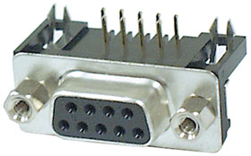 DB-9S Connector, 9 Pin Female Right Angle
