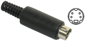 Mini DIN Connector, Male for Cable, 4 Pin