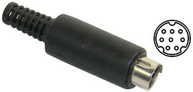 Mini DIN Connector, Male for Cable, 8 Pin