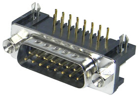 DB-15P MALE RIGHT ANGLE PC MOUNT CONNECTOR