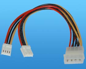 Power Cable, IDE Male Connector to Dual Floppy Drive Connectors (Y)